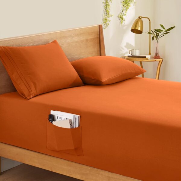 Burnt Orange King Microfiber Deep Pocket Fitted Sheet