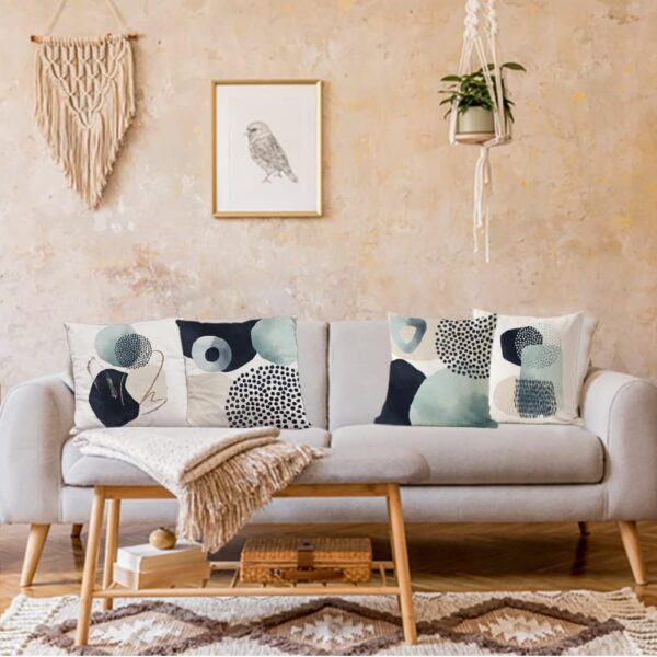 Geometric Modern Pillowcase 18x18 inch, Minimalist Decorative Cushion Cover (4 Piece Set)