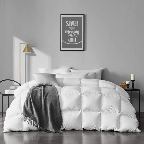 Oversized King Feather Down Comforter Organic Cotton Cover Bedding