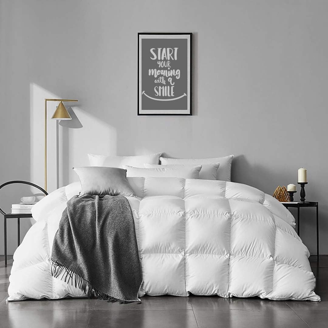 Oversized King Feather Down Comforter Organic Cotton Cover Bedding