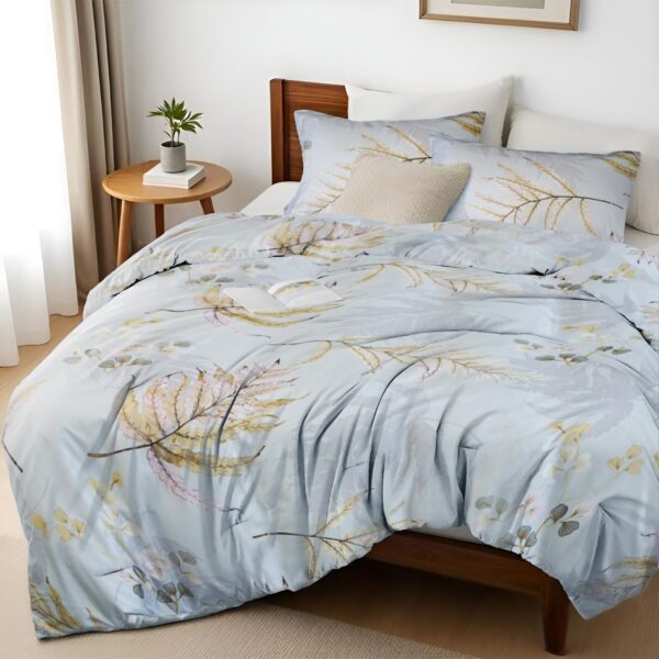 Botanical Leaf And Floral Print 4 Piece Set; Soft, Breathable, Comfortable, And Lightweight