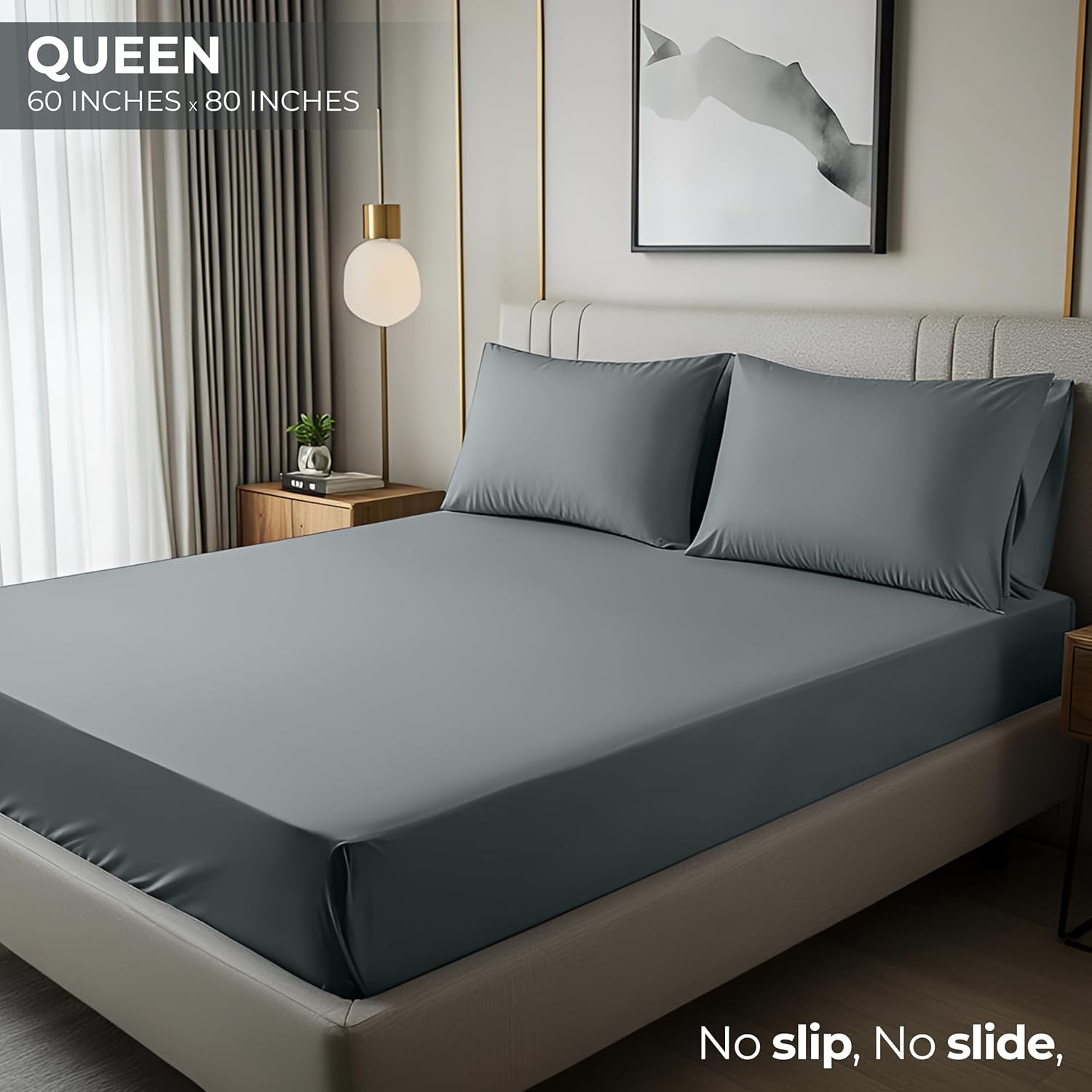 Grey Soft Microfiber Deep Pocket Fitted Sheet Image 2