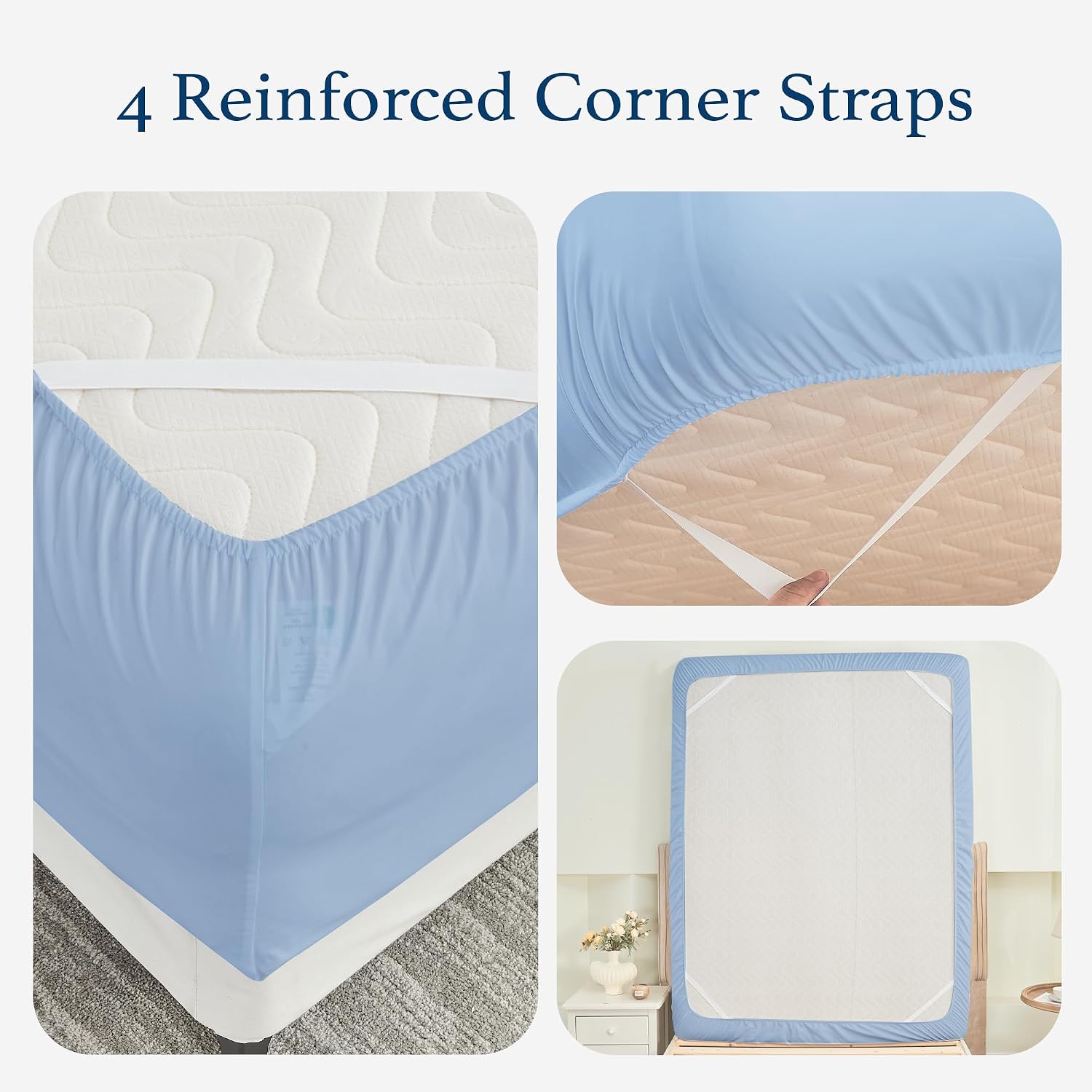 Serenity Blue King Single Cotton Twill Fitted Sheet Image 2