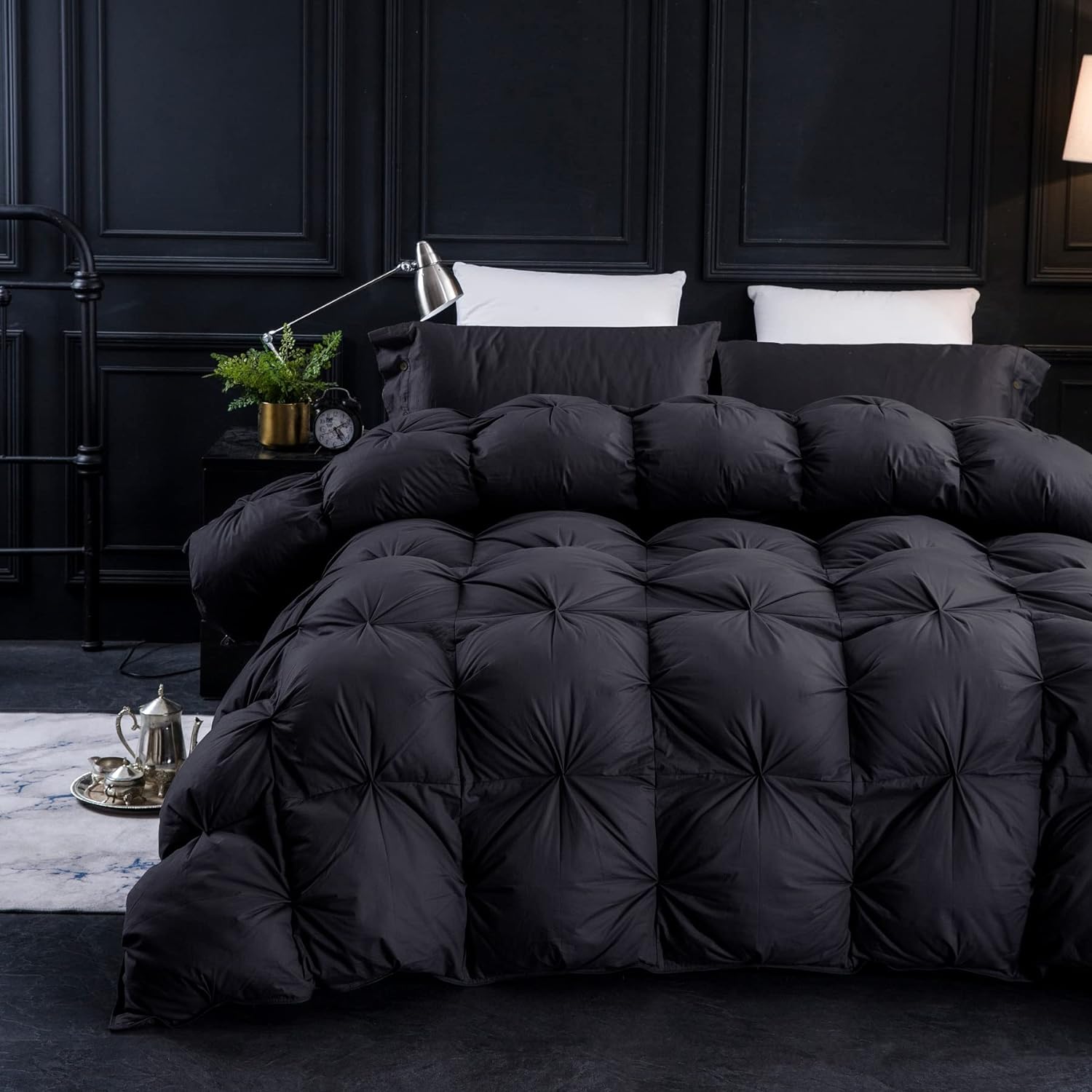 Premium Pleated Feather Down Comforter High Fill Power King Size