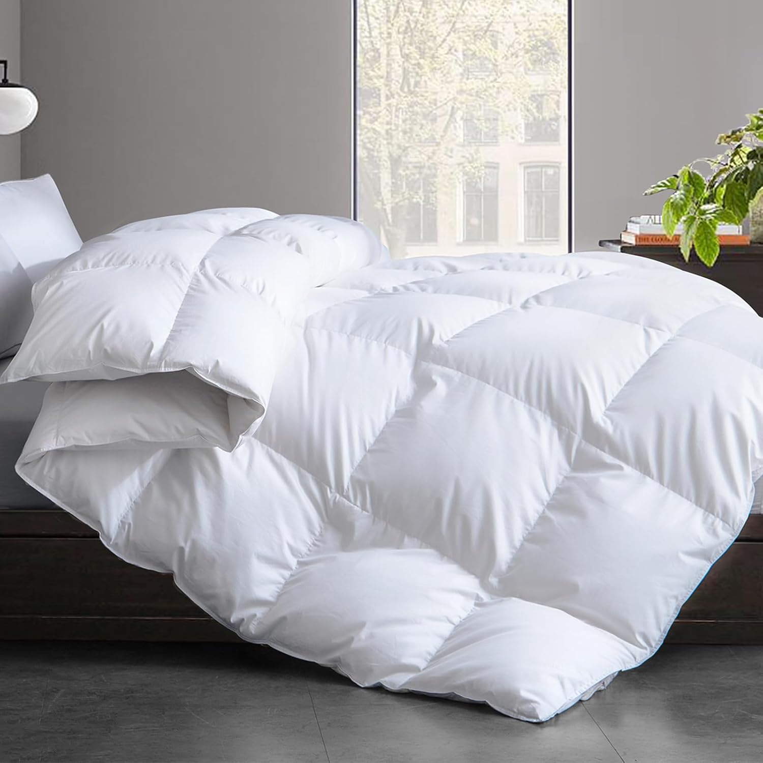 Feather and Down Comforter Insert Cotton Cover All Season Bedding