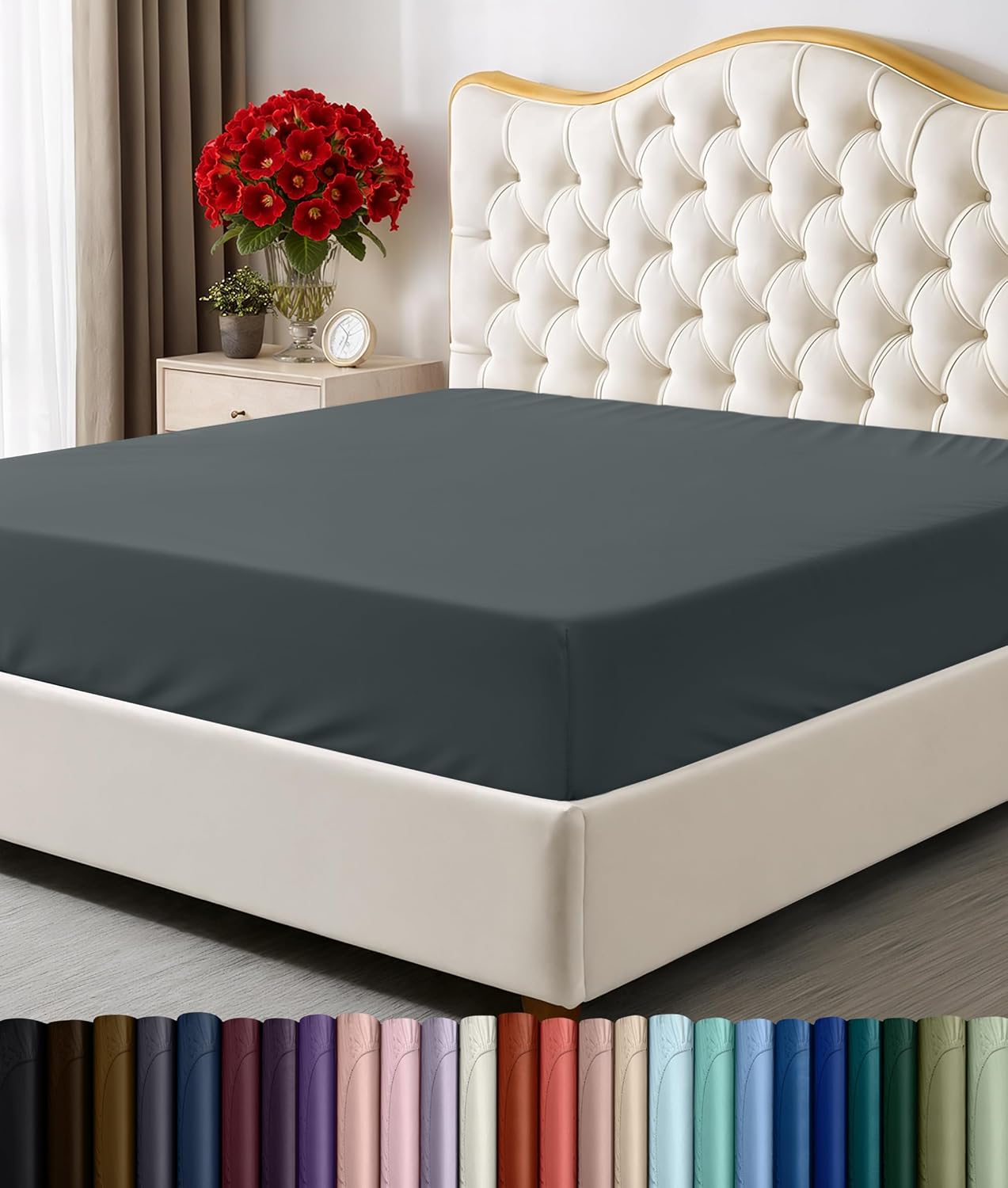 Grey Soft Microfiber Deep Pocket Fitted Sheet