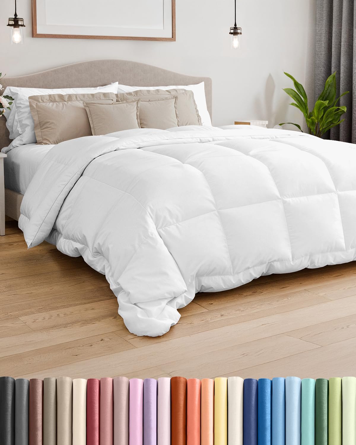 Full Size Down Alternative Comforter Lightweight Breathable White Bedding