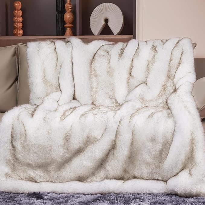 High Gram Weight Faux Fur Blanket 50x60 Thick Winter Blanket Image 2