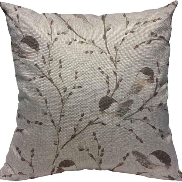 Bird and Leaf Pattern Cotton Linen Pillowcase 18x18 inch, Vintage Decorative Style
