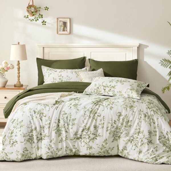 Green Rose Print 4 Piece Set; Lightweight, Soft, And Comfortable