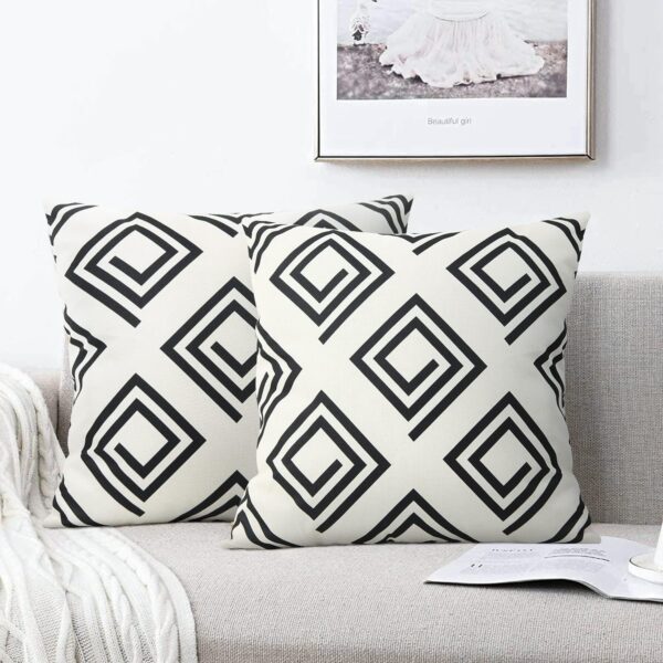 Geometric Decorative Pillowcase 18x18 inch, Modern Sofa Cushion Cover (2 Piece Set)