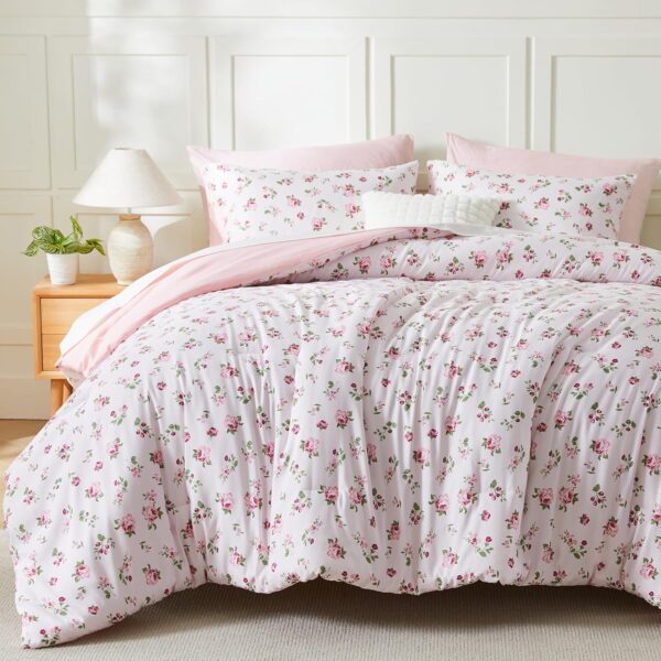 Pink Cottagecore Floral Print 4 Piece Set; Lightweight, Comfortable, And Breathable