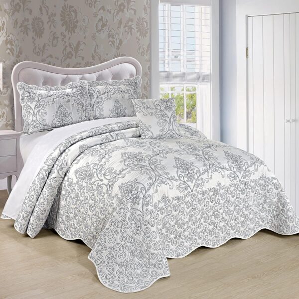 White Embossed Floral Texture Print 4 Piece Set: Soft, Comfortable, And Breathable